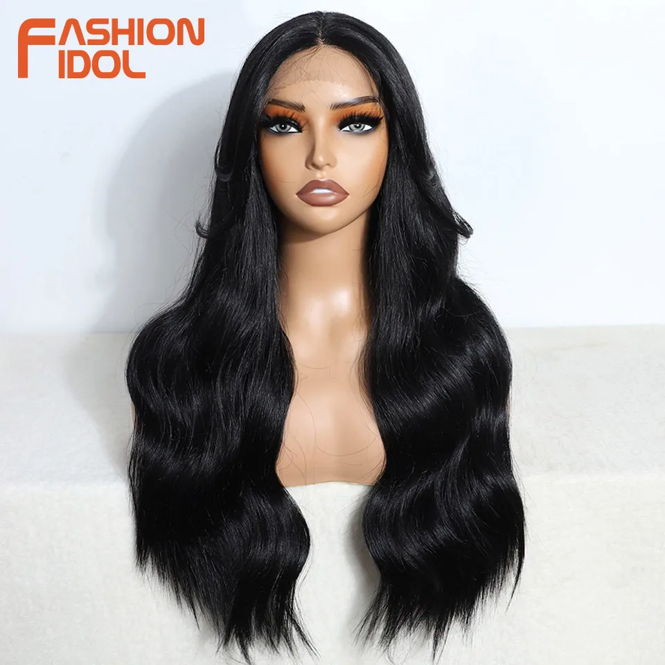 موضة المعبود 26 بوصة الجزء الأوسط الدانتيل الباروكات تأثيري الجسم موجة الباروكات الاصطناعية ألياف مقاومة للحرارة للشعر المستعار اليومي الطويل للنساء