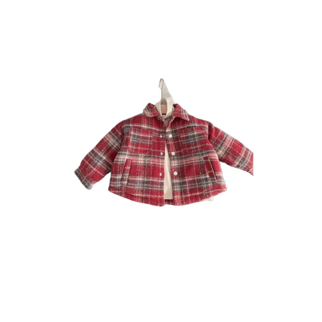 

Thickened children's cotton clothes 2023 winter boys and girls Korean version plaid coat children's medium and long coat