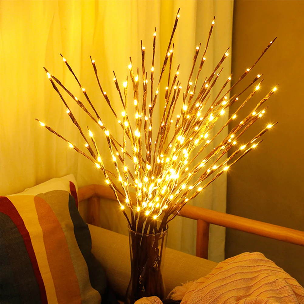 77cm 20 Bulbs LED Willow Branch Lamp Artificial Branch Willow Twig Vase Lights Battery Powered for Wedding Party Fairy DIY Decor