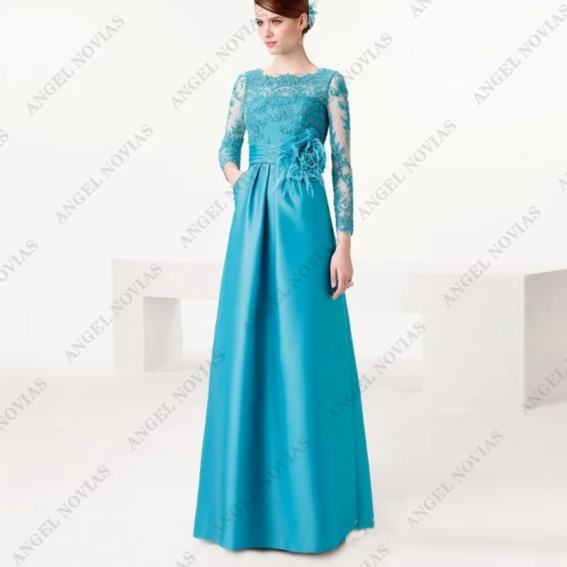 

Customized Long Sleeves Green Satin Mother of the Bride Dress Robes Invitee Mariage Vestido Para Madre De La Novia 2024