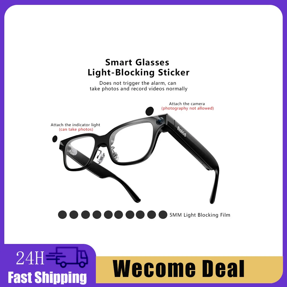 50Pcs Privacy Stickers Suitable for Rokid Glasses Accessories Various AR Glasses Privacy Stickers for Smart Glasses Black