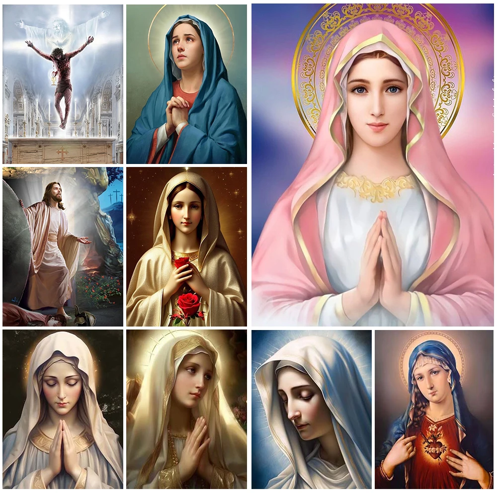 

Religion Christianity Jesus Virgin Mary Poster Wall Pictures For Living Room Nordic Poster Wall Art Canvas Painting Unframed