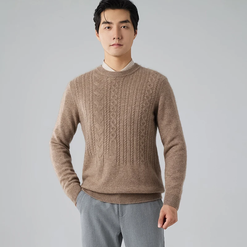 Goat Cashmere Sweater Men\'s Round Neck Autumn And Winter New Thick Sweater Long Sleeve Pullover Business Casual Bottoming Coat.