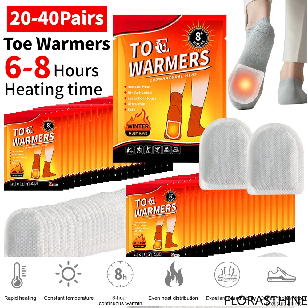 20/40 Pair Foot Warmers Easily Apply with Adhesive Disposable Warmers Feet Heat Pack for Cold Weather & Outdoor Activities
