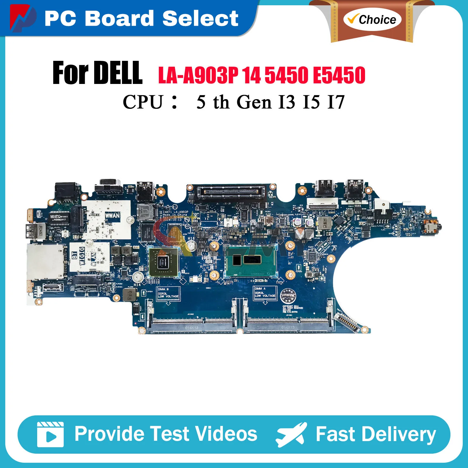 

Материнская плата для ноутбука DELL Latitude E5450 5450 ZAM71 LA-A903P CN-0RH5PW 017FG2, 100% протестировано, ОК