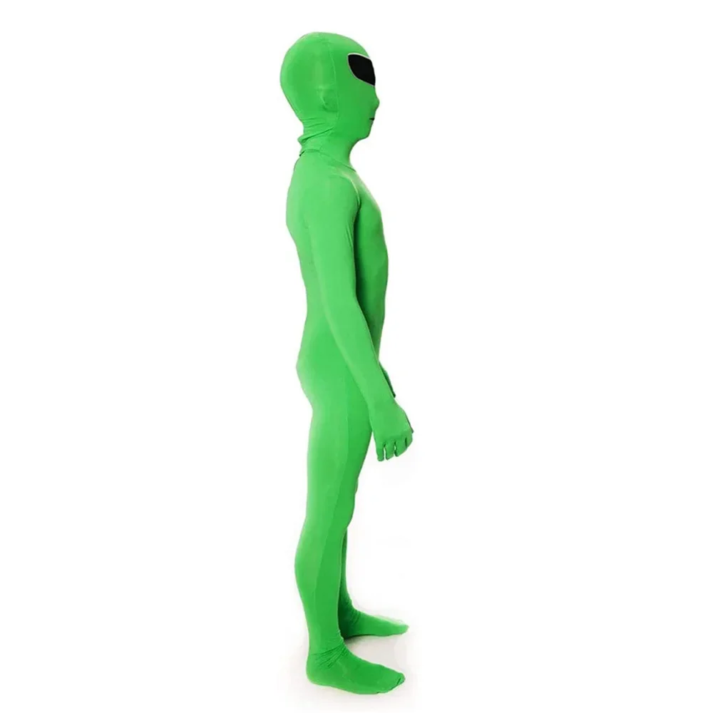 Kids and Adult ET Alien Cosplay Costume Zentai Jumpsuits Green ET Alien Mascot Halloween Carnival Masquerade Bodysuit Suit