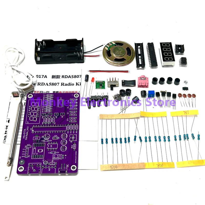 DIY Radio zestaw montażowy fm fm fm płytka z mikrokontrolerem produkcja elektroniczna lutowania praktyki luźne części z obudową