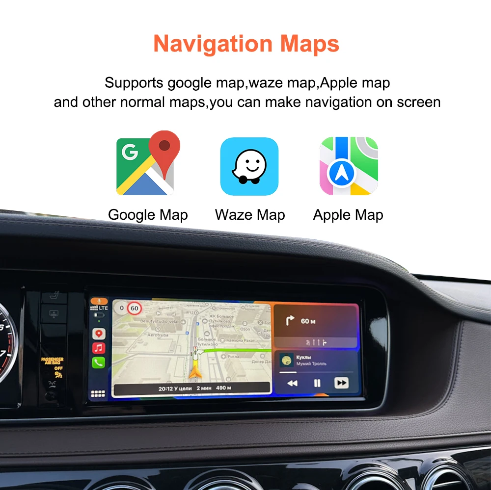 Bonroad Wireless Carplay Android Auto Interface For Mercedes Benz C E S Class W222 W206 W213 W212 NTG 5.5 System Airplay Module – Detail 10