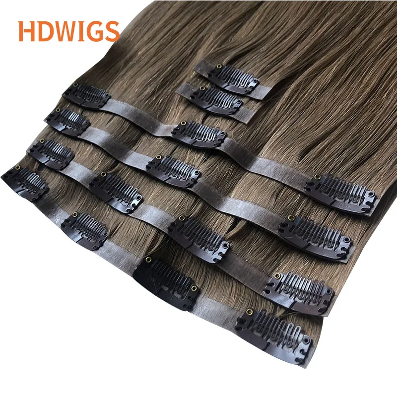 Clips in Human Hair Extension Straight 6pcs Clip in PU Hair Extensions Brazilian Virgin Human Fusion Hair 100g Natural Blonde