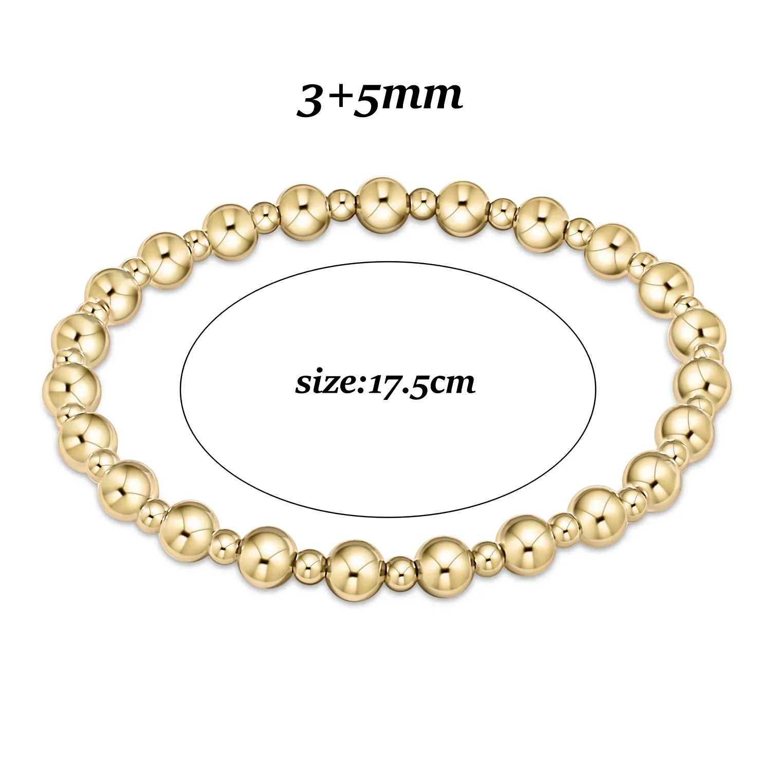 Goldperlen-Stretch-Armbänder für Damen, 18K vergoldet, stapelbar, modischer Schmuck, trendiges Accessoire für Party und Alltag. – Detail 10