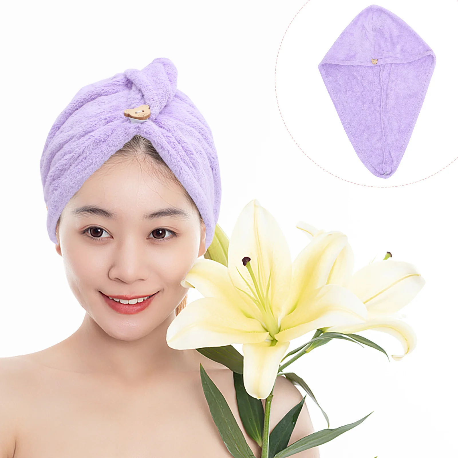 3 قطعة قبعة التجفيف السريع لينة امتصاص الماء الأزرق الأرجواني الوردي حمام دش العناية بالشعر المنزل الصالة الرياضية رحلة غطاء تجفيف الشعر #1