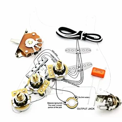 Guitar Potentiometer  500K Copper shaft Wiring Kit for-t CDE 225P .047 400V Orange Drop Cap +Welding line drawing