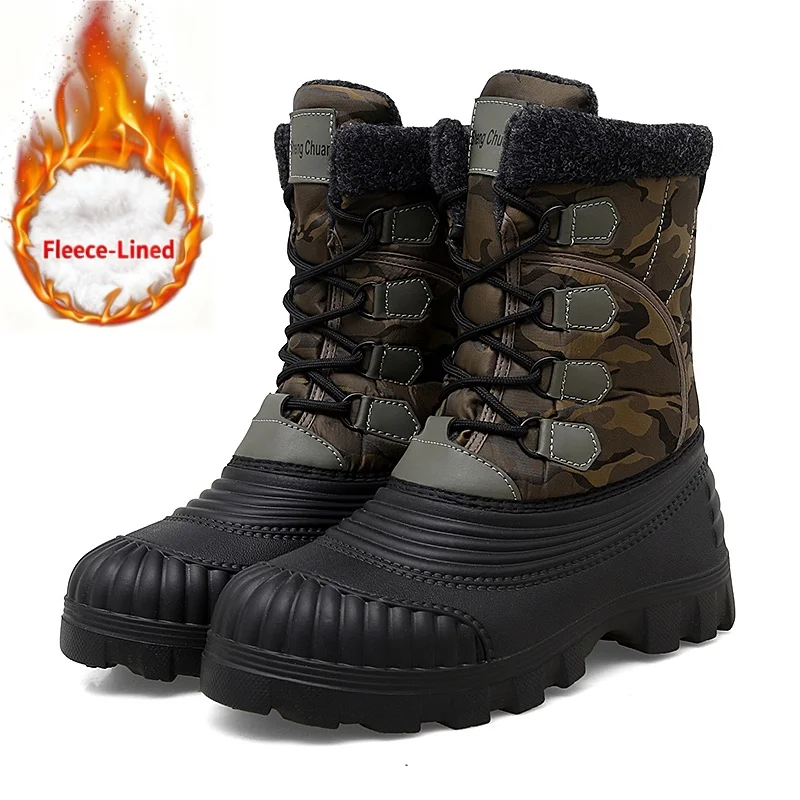 

2025 Men's winter outdoor warm snow boots, suitable for winter outdoor hiking, mountain climbing and leisure camping activities