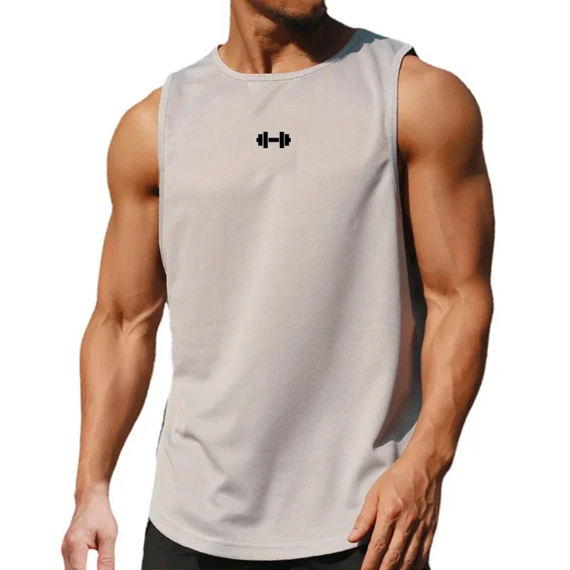 Men’s Quick Dry Gym Clothes Indoor Exercise and Fitness Sleeveless T-shirt Loose Fit BodybuildingVest Basketball Singlets