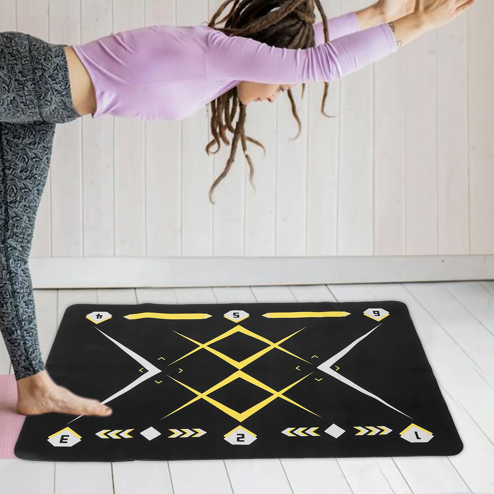 

Non slip Mat Black Yellow C Style Soccer Training Equipment for Footstep Proficiency Control Ball Steps Sound Insulation Fitness