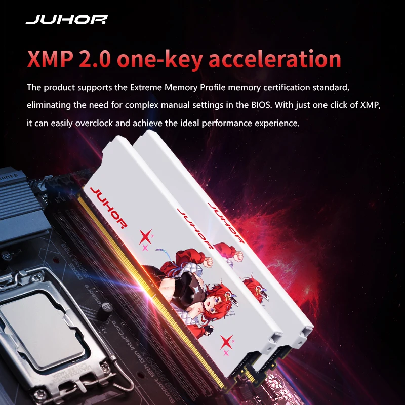 JUHOR Memoria Ram ddr4 8GB 16GB 3200MHz 3600MHz DIMM Desktop  Gaming Memory RAMS with White Heat Sink