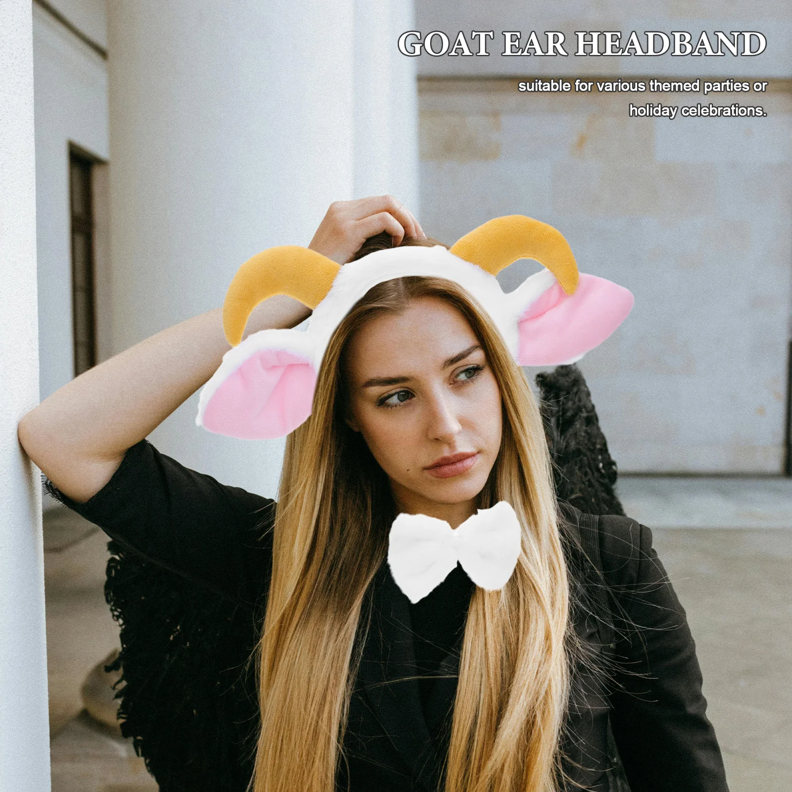 1Set Realistic Sheep Ears Headband Horn Accessory Halloween Christmas Cosplay Party Dress Up Lamb Costume Kids Adults