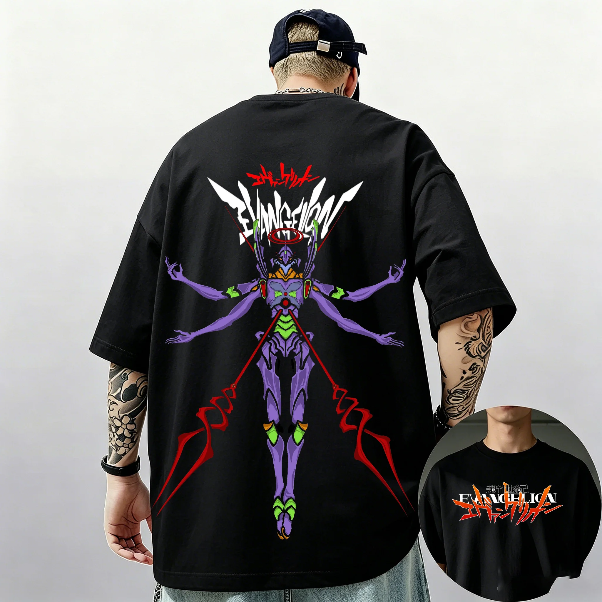 

2026 Summer New Arrival: Evangelion Pattern Street Style Print Short-Sleeve T-Shirt, Y2K Style, Suitable for Both Men and Women