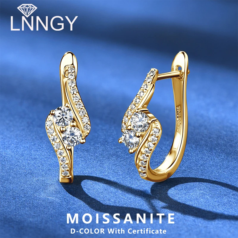 

Lnngy Moissanite Infinity Hoop Earrings for Women Certified Original 925 Silver Circle Earrings 2025 New Sparkling Jewelry