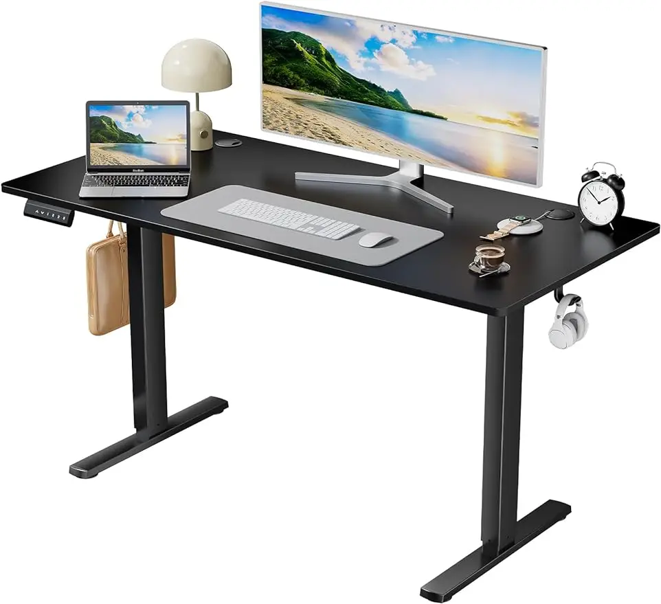 

SMUG Standing Desk, 55x24 Inch Ergonomic Adjustable Height Electric Sit Stand Up Down Computer Table with Whole-Piece Desktop Bo