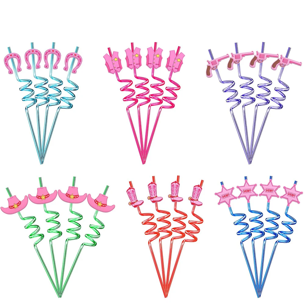 Cowgirl Party Favors Straws 8pcs Reusable Cowgirl Crazy Plastic Straw for Cowgirl Birthday Baby Shower Rodeo Western Party Decor