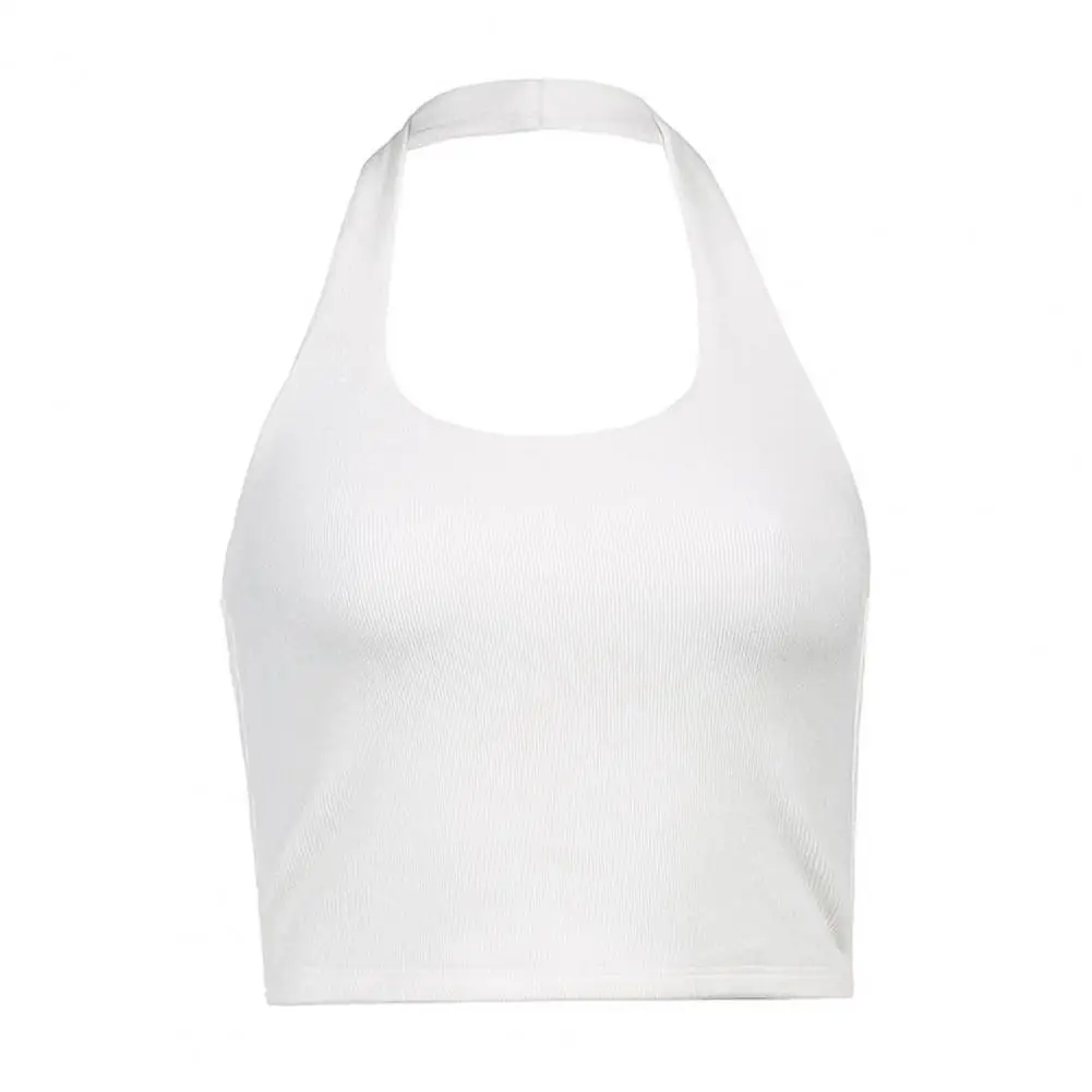 

Threaded Texture Tank Top Threaded Texture Halter Neck Women's Vest Slim Fit Sleeveless Tank Top for Daily Wear Women Vest