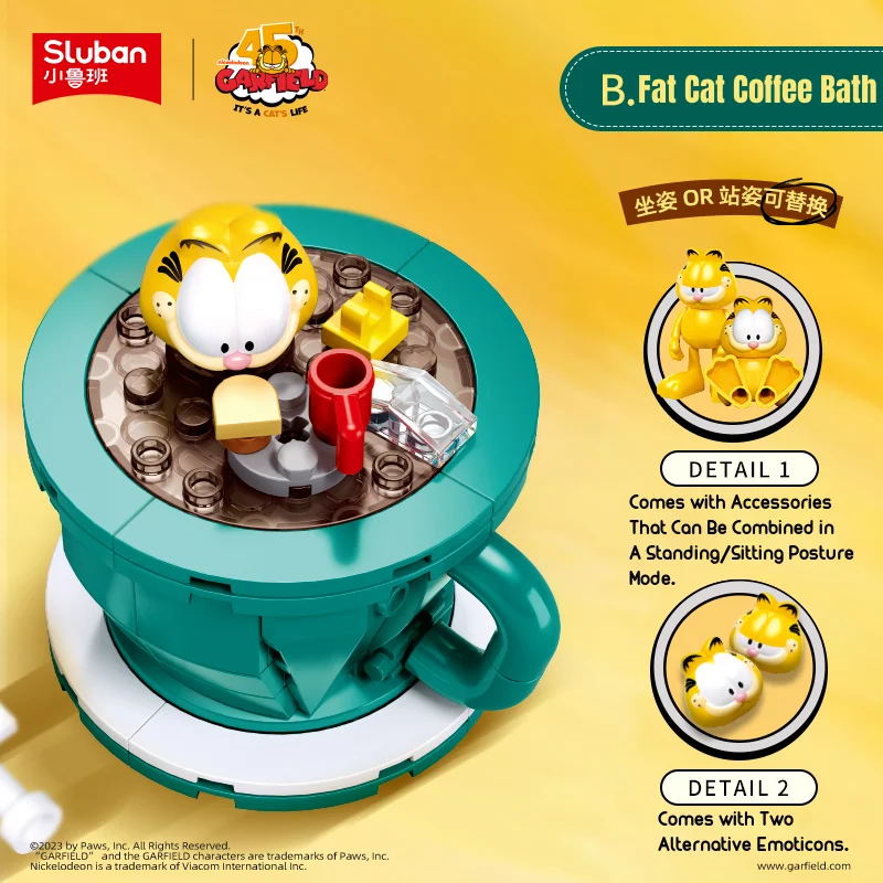 Sluban Building Block Toys Mini Handcrafts Anime Movies Series B1221B Fat Cat Coffee Bath Compatible With Leading Brands