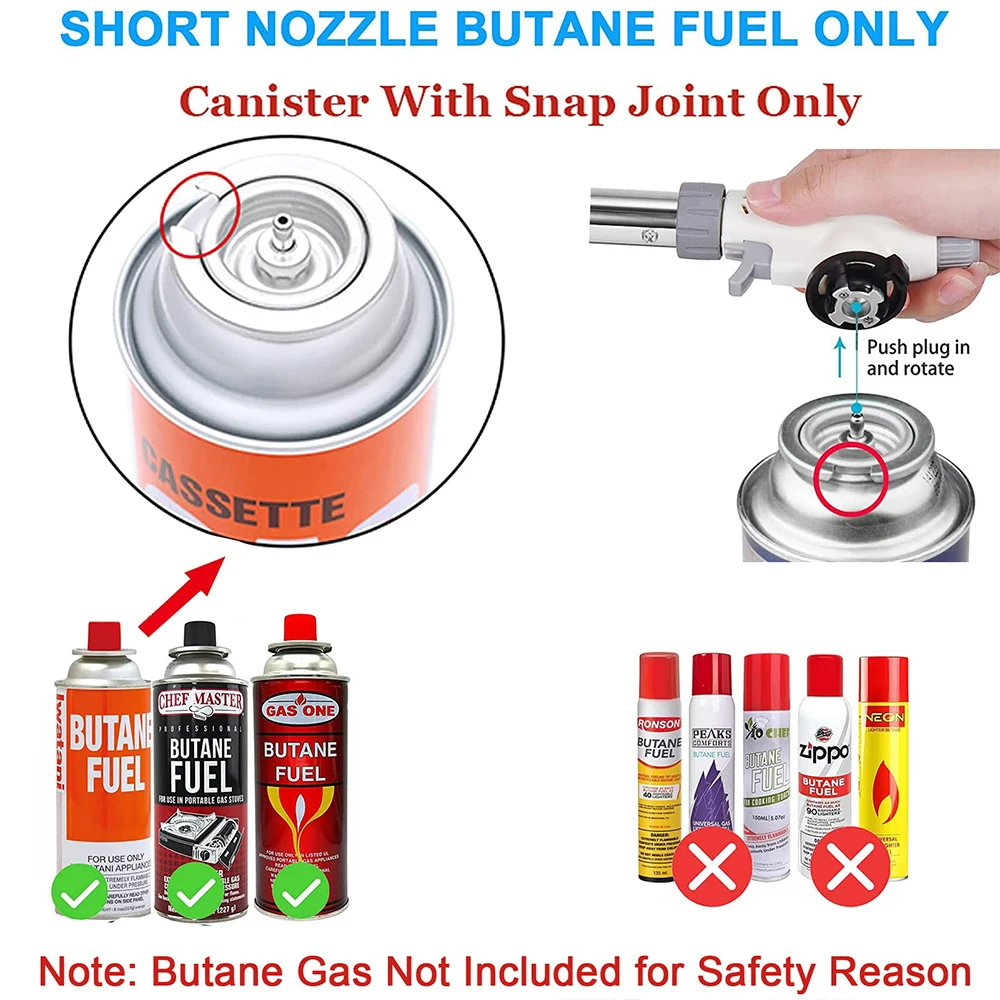 Butane Torch Kitchen Blow Lighter - Professional Culinary & Grilling Tool with Wind Resistant Flame for BBQ & Soldering