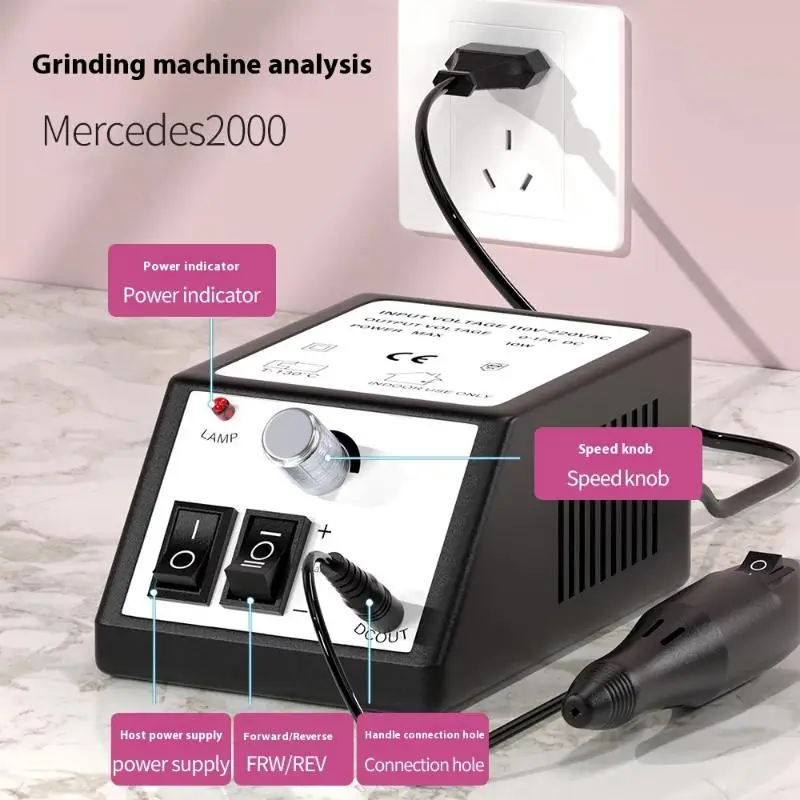 Portable Nail Drill Machine Electric Manicure Nail Polishing Head Kit For Gel Polish Professional Manicure Tool Salon Equipment