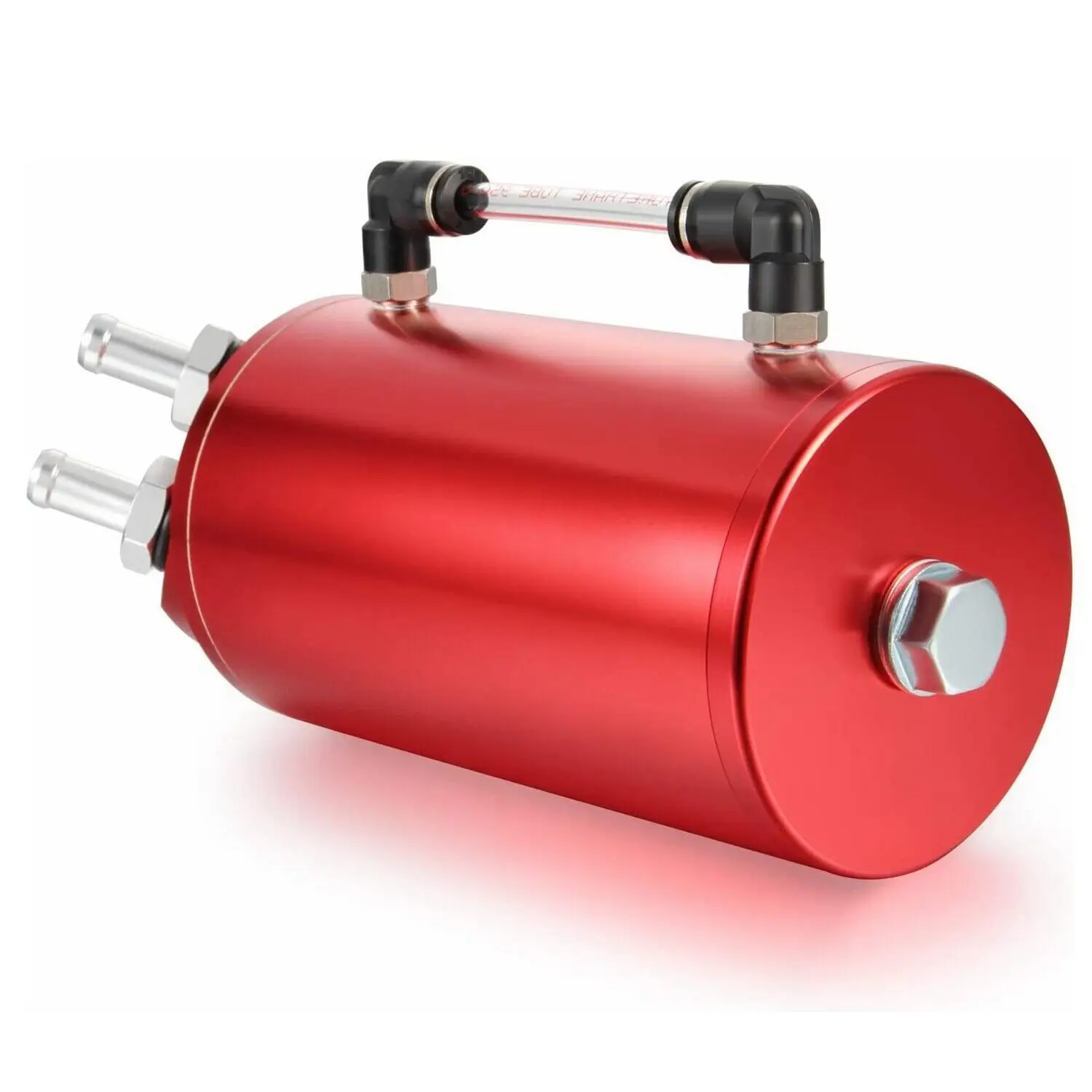 Car modification hot-selling 0.5L aluminum engine oil collection tank fuel tank breathing tank 2 ends with hose red