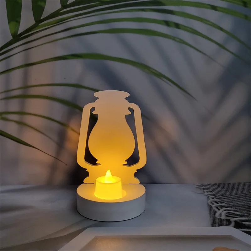 

Eid Mubarak Candle Holder Silicone Mold Kerosene Lamp Cement Gypsum Mold Islamic Festival Party Decoration Eid Al-Fitr Supplies