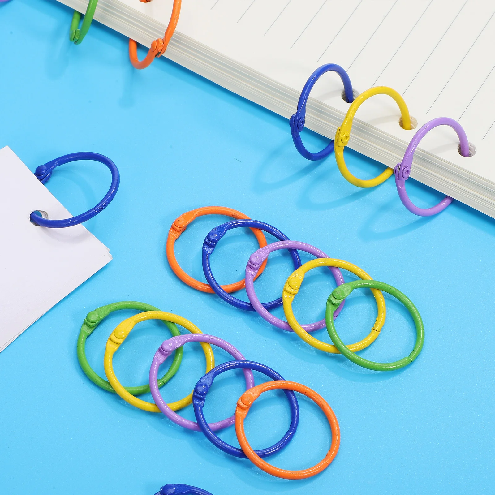 

50pcs Colorful Keychain Rings Metal Binder Rings For Flash Cards Index Cards Loose Leaf Organizers Office Supplies Scrapbook