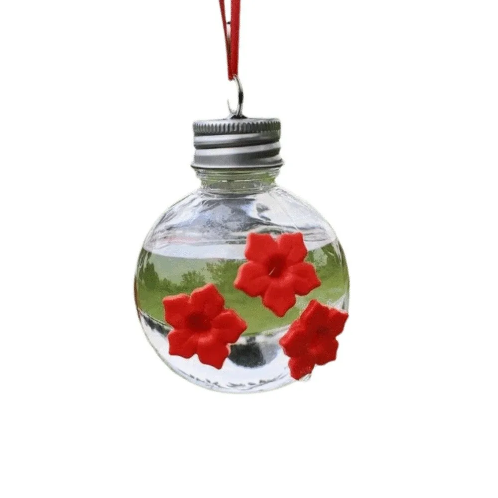 Three Hole Hummingbird Feeder Transparent Visible Bird Hanging Water Feeder Heart Shape Durable Birds Water Dispenser