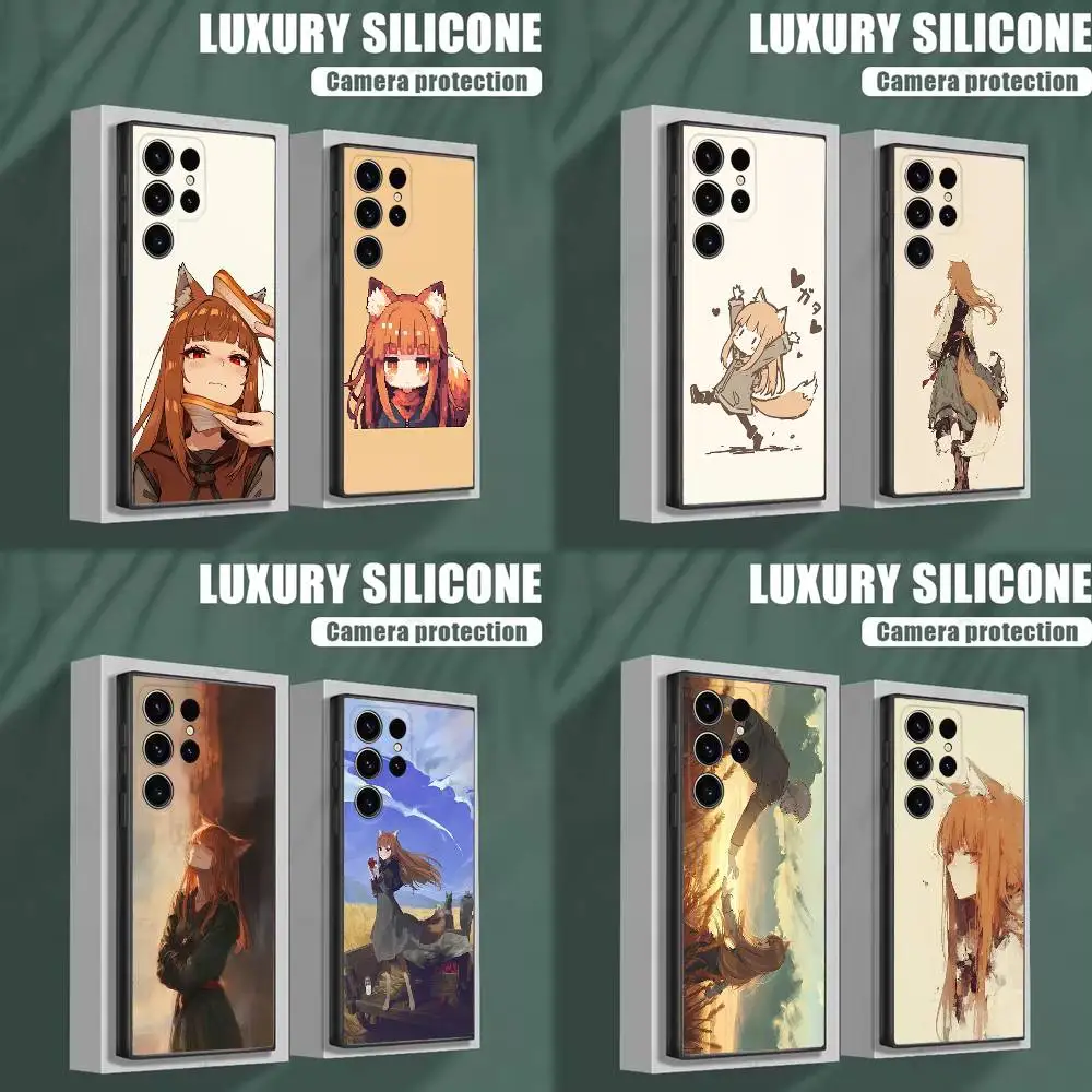 

Anime S-Spice and Wolf Phone Case For Samsung S25,S24,S23,S22,S21,S20,S10,Ultra,Plus,Lite,FE,Soft Silicone Black Cover