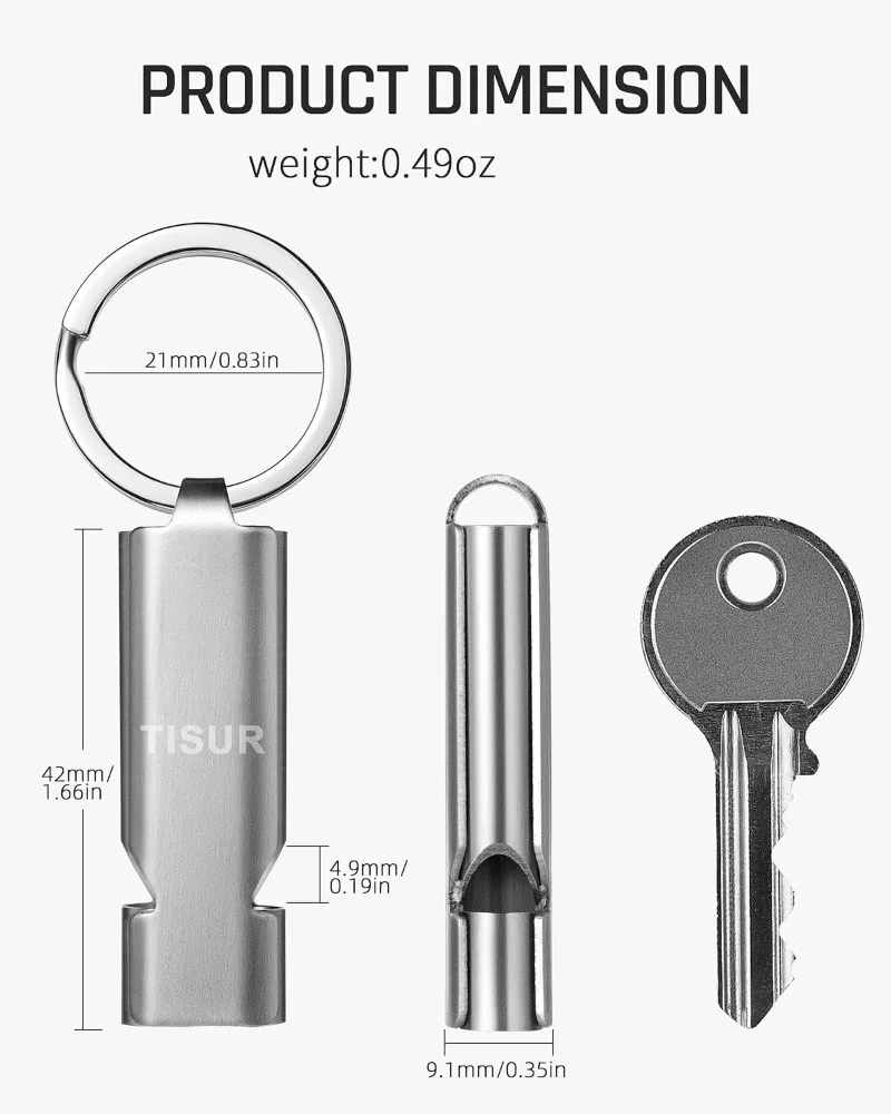 TISUR Titanium Keychain Pill Holder with Loud Emergency Whistles