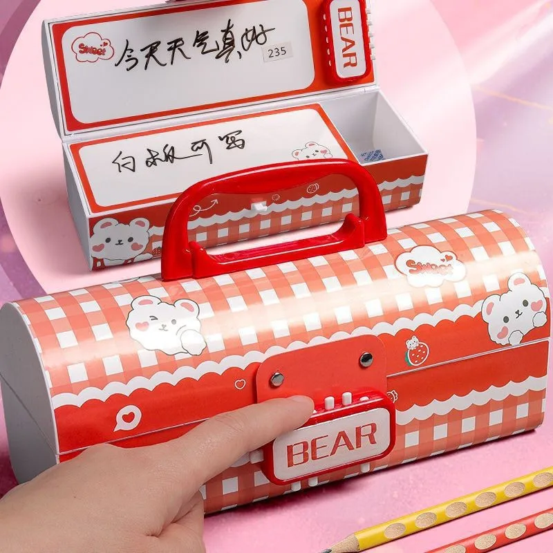 

Portable Password Pencil Case Ins Japanese Cute Bear Creative Combination Lock Large-Capacity Student Pen Cases Back To School