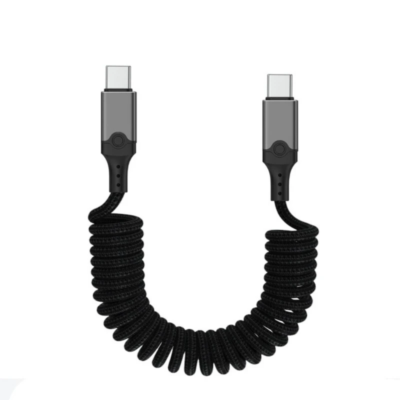 USB5 Male to Male Spring Cable 240W Charging Capability 80Gbps Transfer Rate 16K Display for Type C Gadgets D2RC