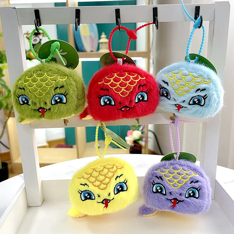 1PC Snakehead Pendant Chinese New Year Decoration Cute Zodiac Snake Plush Keychain Stuffed Doll Lucky Mascot Gifts For Children