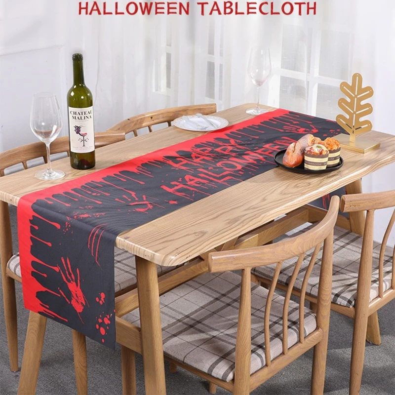 Spooky Pumpkins Ghost Halloween Tablecloth  Rectangular Table Cloth Reusable Ghost Table Cover for Party Home Dinner Supplies