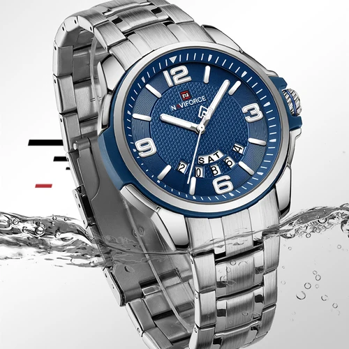 Imagen 1 del producto NAVIFORCE relojes de cuarzo para hombre, reloj de pulsera informal de moda Original para ocasiones de negocios, reloj calendario resistente al agua de acero inoxidable