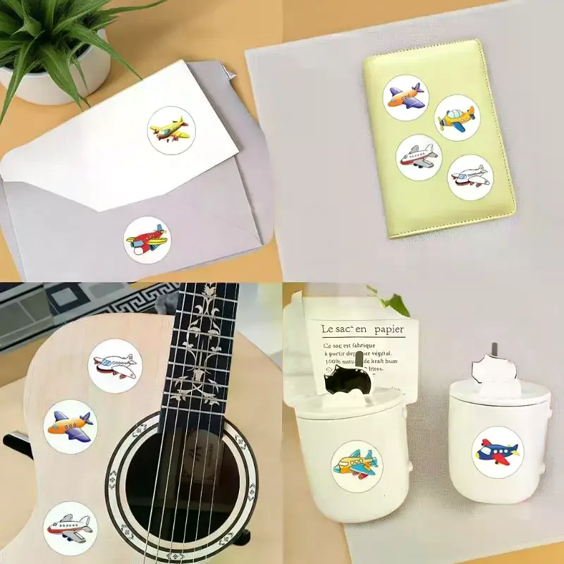 500pcs Cartoon Airplane Rolling Stickers Small Cute Toy Game Sticker DIY Gift Sealing Label Decoration
