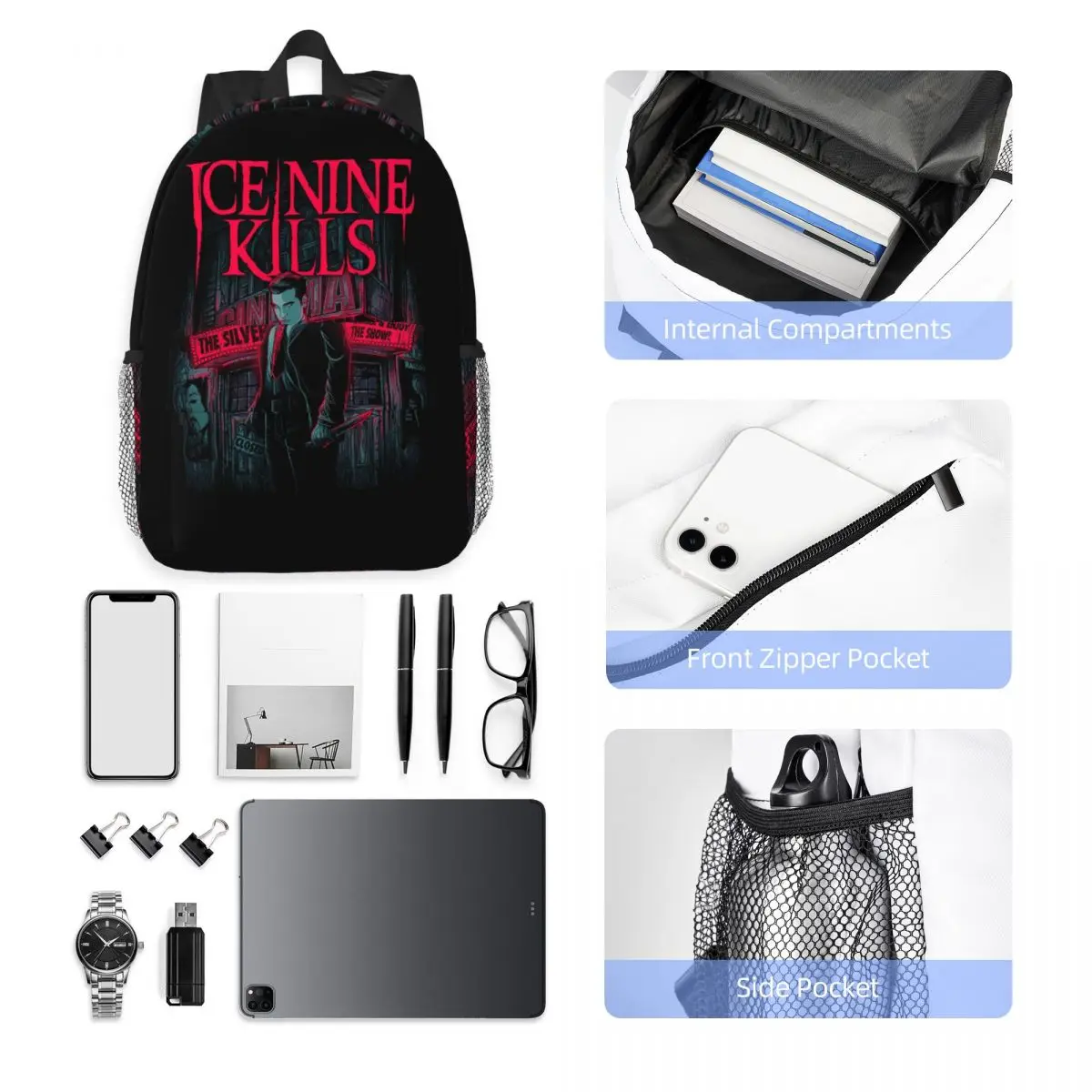 Ice Nine Kills The Silver Scream By Grave Backpack Student Boys Girls BookBag Men Women School Bag Computer Shoulder Bags