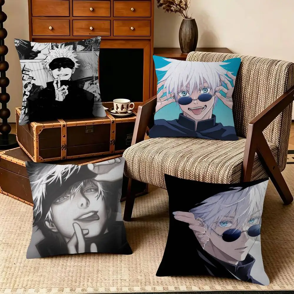 Anime G-Gojo Satoru   Trendy-style decorative throw pillow cover insert not included fauxembroidery design