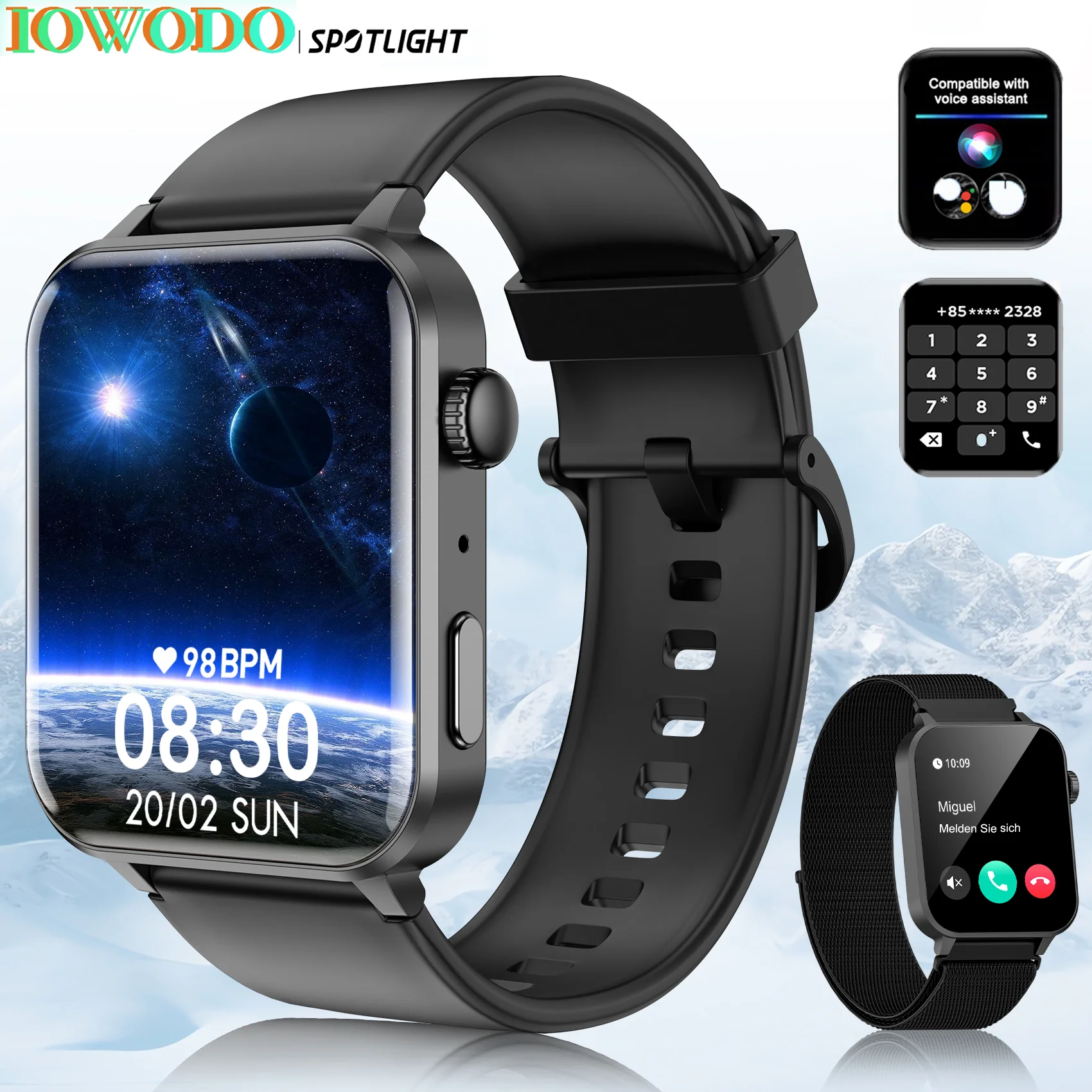 IOWODO R30pro montre intelligente 1.83 ''écran TFT appels Bluetooth Smartwatch avec surveillance du