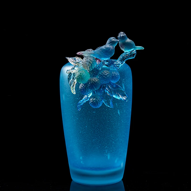%W# Decorative Art Crystal Glass Vase, Elegant High-end Glass Vase Crystal Decoration for Home, Office or Shopping Malls