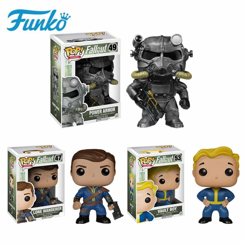 New Funko Pop Action Toys Horror Movie Lone Wanderer #47 Power Armor #49 Vinyl Figure Collectible Model Doll for Fans Gift