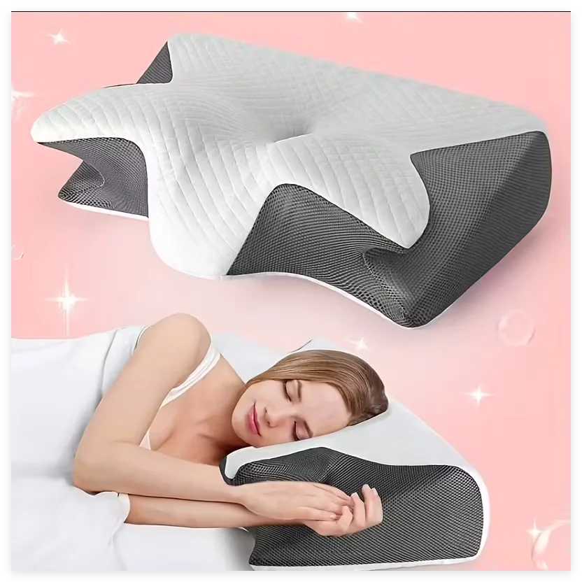 Cervical Pillow Made of Memory Foam, Relieves Neck Pressure, with Zipper, Removable and Washable, Sleep Pillow.