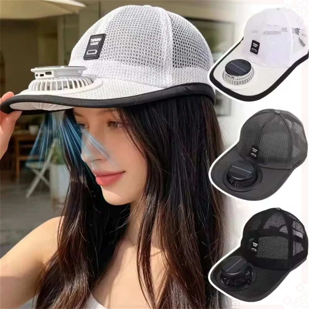 Solar Cooling Fan Hat Breathable Mesh Summer Sun Protection Outdoor Baseball Cap