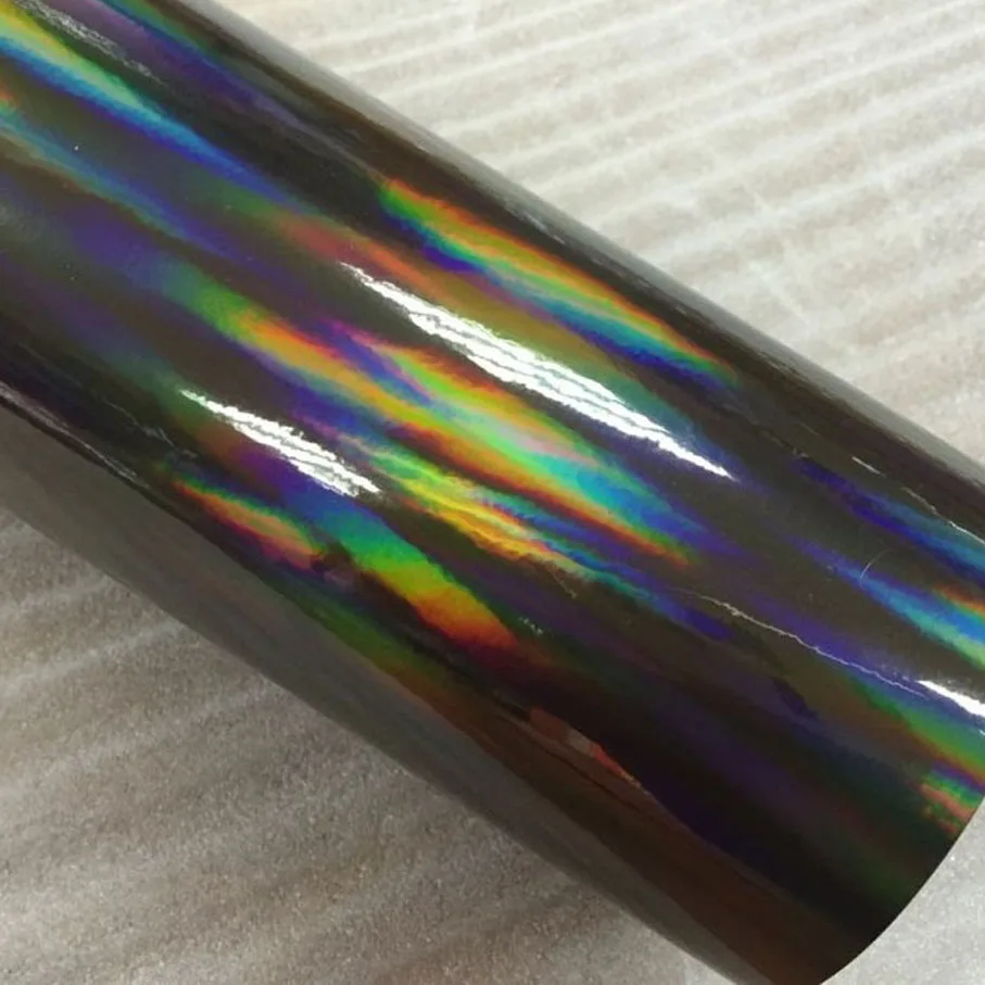 8 Colors Glossy Rainbow Holographic Chrome Vinyl Silver Black Red Purple Gold Green Pink DIY Air-Release Adhesive Film