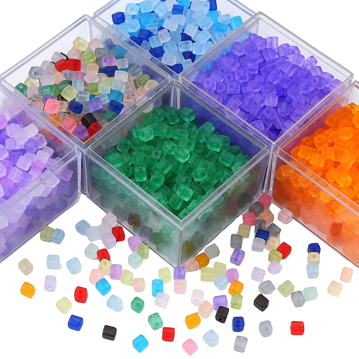 About 50Pcs Domestic Super Excellent Matte Glass Square Sugar Rice Beads Unique Loose Beads Handmade DIY Jewelry Earrings Neckla